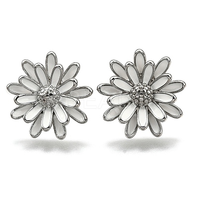 304 Stainless Steel Flowers Stud Earrings for Women EJEW-R023-02P-1
