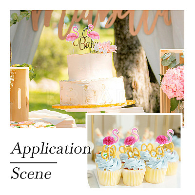50Pcs 2 Colors Wood with Paper Cake Toppers AJEW-TA0001-61-1