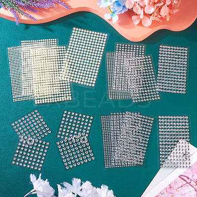 16 Sheets 4104Pcs Acrylic Imitation Pearl Stickers and Acrylic Rhinestone Gems Stickers DIY-TA0004-56-1