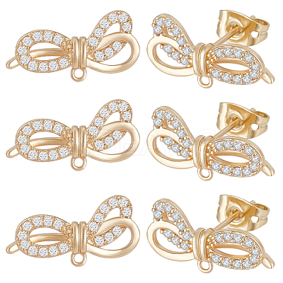 5 Pairs Rack Plating Brass Micro Pave Cubic Zirconia Earring Findings KK-BBC0011-72-1