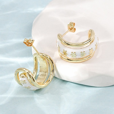 Rack Plating Brass Enamel Stud Earrings KK-CBAB1AF-38A-G-1