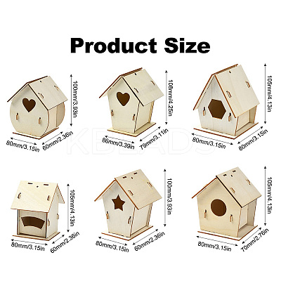 6 Sets 6 Styles DIY Bird's Nest Box WOOD-CJC0019-30-1