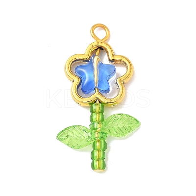 Acrylic Flower-shaped Pendants PALLOY-JF03867-01-1