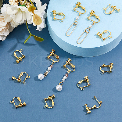 30Pcs Brass Screw Clip-on Earring Findings FIND-DC0007-06-1