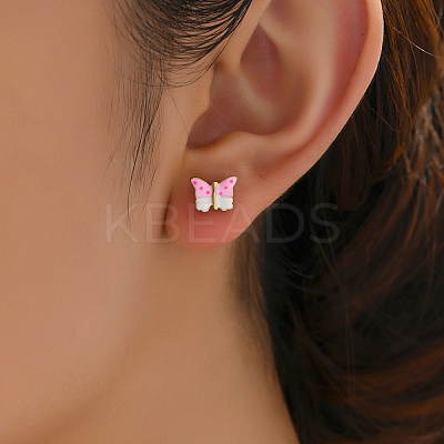 Elegant Brass Butterfly Stud Earrings EJ7103-1