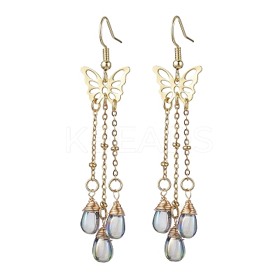 Golden 304 Stainless Steel Butterfly Chandelier Earrings EJEW-JE05731-1