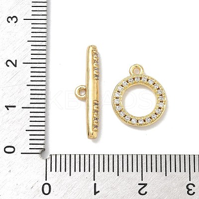 Brass Micro Pave Clear Cubic Zirconia Toggle Clasps KK-G548-26G-1