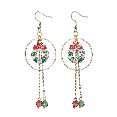 6 Pairs 6 Styles Christmas Theme Alloy Enamel Dangle Earrings EJEW-JE06560-1