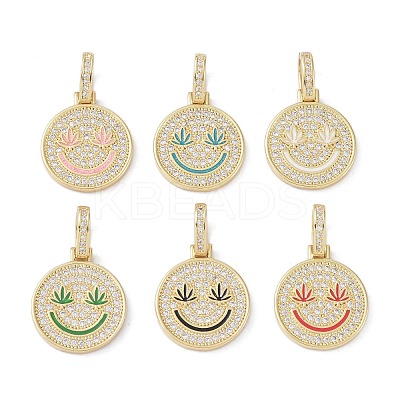 Brass Micro Pave Cubic Zirconia Pendants ZIRC-NH0001-01G-1