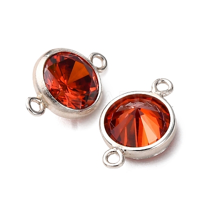 925 Streling Silver Pave Cubic Zirconia Birthstone Connector Charms STER-NH0001-80P-01-1