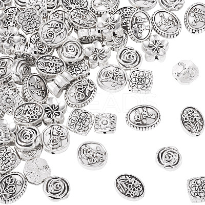 80Pcs 8 Styles Tibetan Style Alloy Beads TIBEB-TA0001-31-1