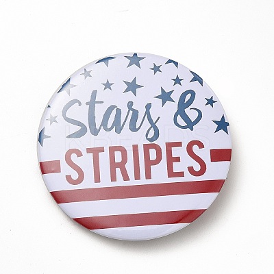 Independence Day Flat Round Tinplate Badge Pins LS-JEWB-G021-01F-1