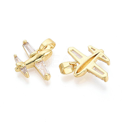 Brass Micro Pave Cubic Zirconia Pendants X-KK-T073-51G-1