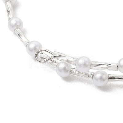 Starfish Synthetic Turquoise & Imitated Pearl Acrylic & Glass Twisted Bugle Beaded Bracelets for Women BJEW-JB11850-1
