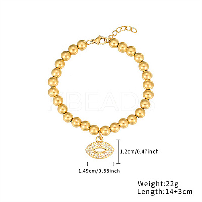 304 Stainless Steel Crystal Rhinestone Ball Beaded Bracelets with Pendants DM8226-3-1