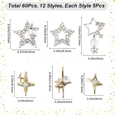 Star Alloy Rhinestone Cabochons MRMJ-CP0001-43E-1