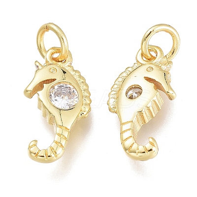 Brass Micro Pave Clear Cubic Zirconia Charms KK-M206-36G-1