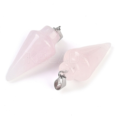 Natural Rose Quartz Gemstone Pointed Pendants G-K384-01P-02-1