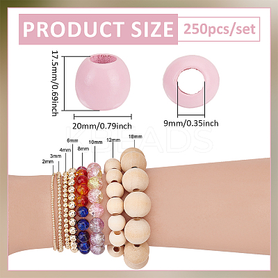 250Pcs Wood European Rondelle Beads WOOD-PH0003-47B-1