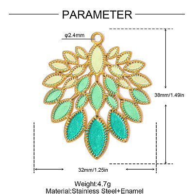 304 Stainless Steel with Enamel Pendants SA-OY001-30G-1