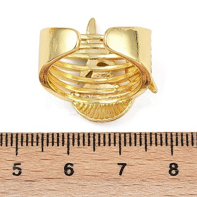 Brass Enamel Adjustable Cuff Rings for Women RJEW-G357-01G-1