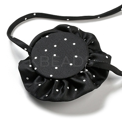 Polka Dot Pattern Fabric Rose Tie Choker Necklaces for Women NJEW-Z022-01D-1