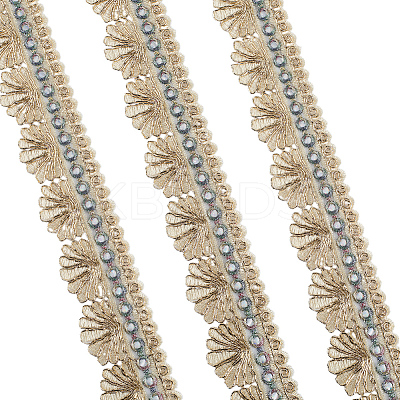 5 Yards Ethnic Style Polyester Organza Fan Shaped Lace Ribbon OCOR-CY0001-18-1