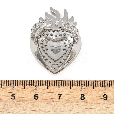 Brass Micro Pave Clear Cubic Zirconia Cuff Rings RJEW-P155-04B-P-1