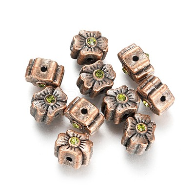 Tibetan Style Alloy Rhinestone Beads PALLOY-P184-03R-RS-1