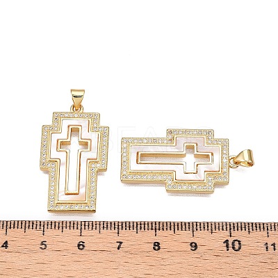 Brass Micro Pave Clear Cubic Zirconia Pendants KK-N254-195G-1