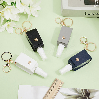 4Pcs 4 Colors Plastic Hand Sanitizer Bottle with PU Leather Cover KEYC-CL0001-04A-1