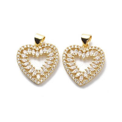 Brass Clear Cubic Zirconia Pendants KK-G446-09G-1