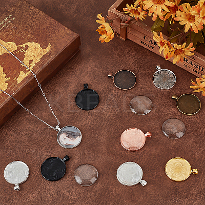 30Pcs 10 Colors Alloy Pendant Cabochon Settings FIND-PH0025-81-1