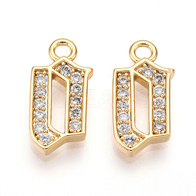 Brass Micro Pave Cubic Zirconia Charms KK-N261-104B-G-1