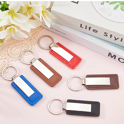 5Pcs 5 Colors PU Leather Keychain KEYC-SC0001-60-1