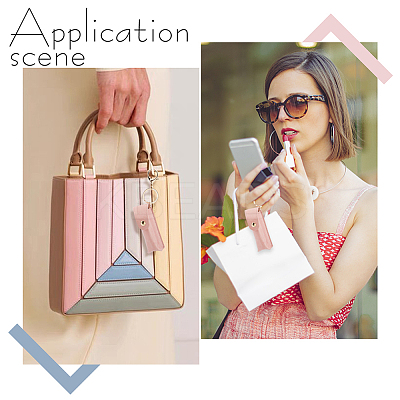 Portable Imitation Leather Lipstick Keychain Holder KEYC-WH0029-56B-1