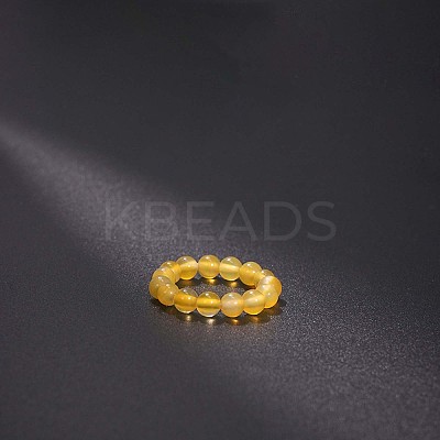 Natural Yellow Agate Stretchy Finger Rings FS-WG01730-34-1