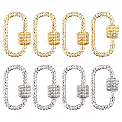 8Pcs 2 Colors Brass Screw Carabiner Lock Charms KK-HS0015-09-1