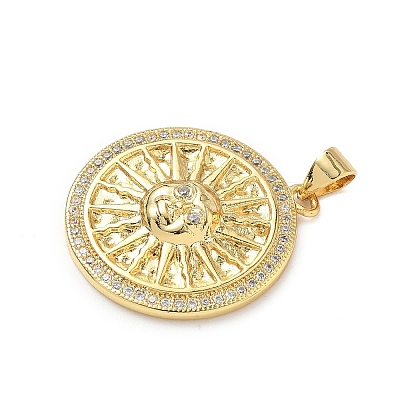 Brass Micro Pave Cubic Zirconia Pendants KK-D426-22B-G-1