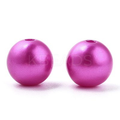 Spray Painted ABS Plastic Imitation Pearl Beads OACR-T015-05C-14-1