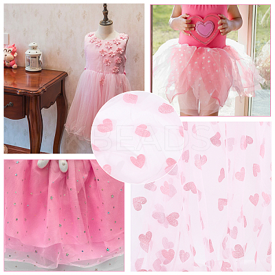 Heart Shapes Nylon Fiber Embroidery Lace Cloth Fabric DIY-WH0588-91B-1