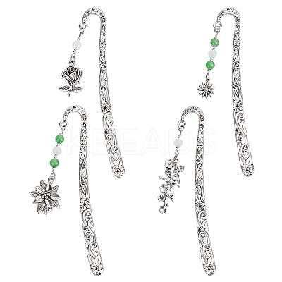 4 Styles Alloy Hook Bookmark AJEW-DR00018-1