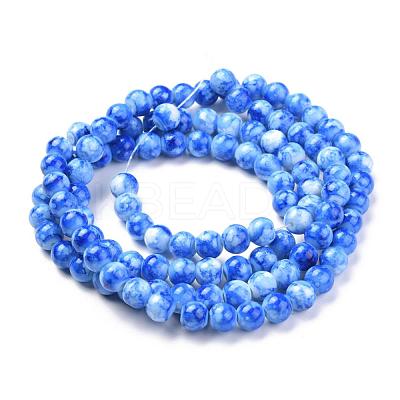 Opaque Spray Painted Glass Beads Strands GLAA-WH0015-43J-1