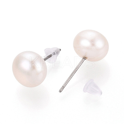 Natural Pearl Stud Earrings PEAR-N020-09B-01-1