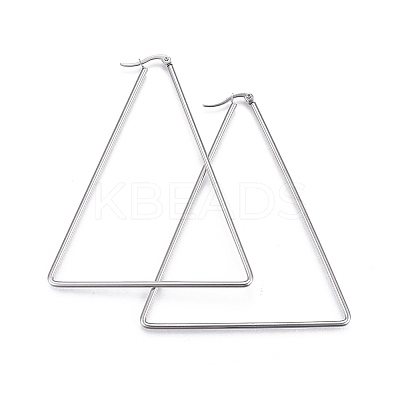 Tarnish Resistant 201 Stainless Steel Angular Hoop Earrings LS-EJEW-A052-26B-1