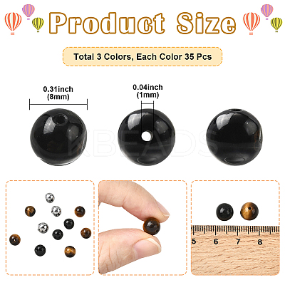 105Pcs 3 Styles Natural Tiger Eye G-PA0001-28-1