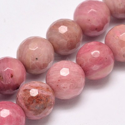 Faceted Natural Rhodonite Round Bead Strands X-G-M289-02-8mm-1