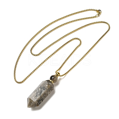 Natural Mexican Agate Pendant Perfume Bottle Necklaces G-C155-04G-1