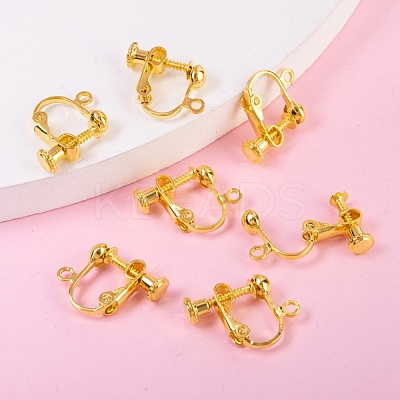 Brass Screw On Clip-on Earring Findings KK-L164-01G-1