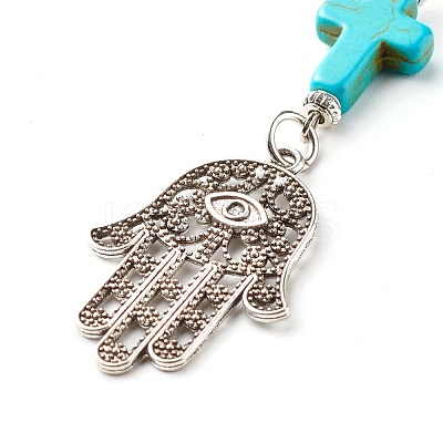 Natural Quartz Crystal Beads and Synthetic Turquoise beads Keychain KEYC-JKC00267-05-1